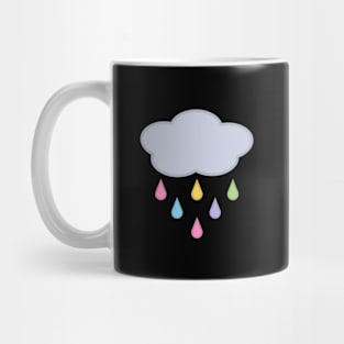 Raining Rainbow Raindrop Rain Cloud in Black Mug